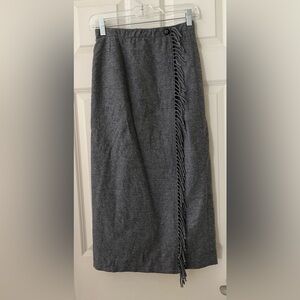 Vintage Women's Lizwear wool blend long wrap skirt with fringe size 8 western